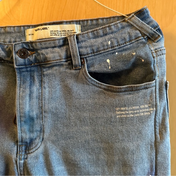 Off White Denim Virgil Abloh Paint Spray Splatter Skinny Jeans - Picture 3 of 13